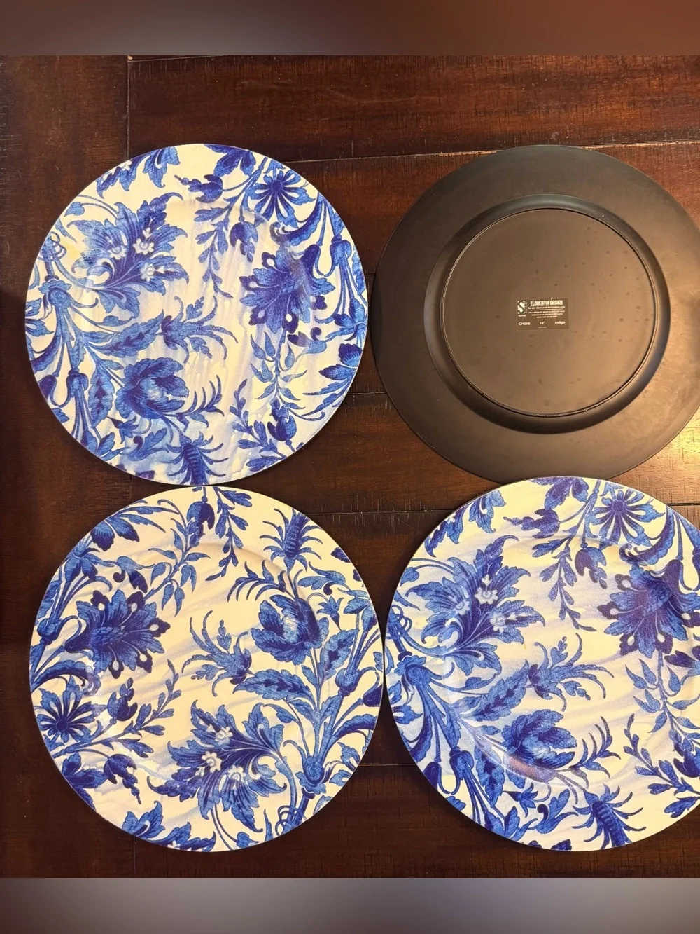 Blue Floral Charger Plates - Set of 4